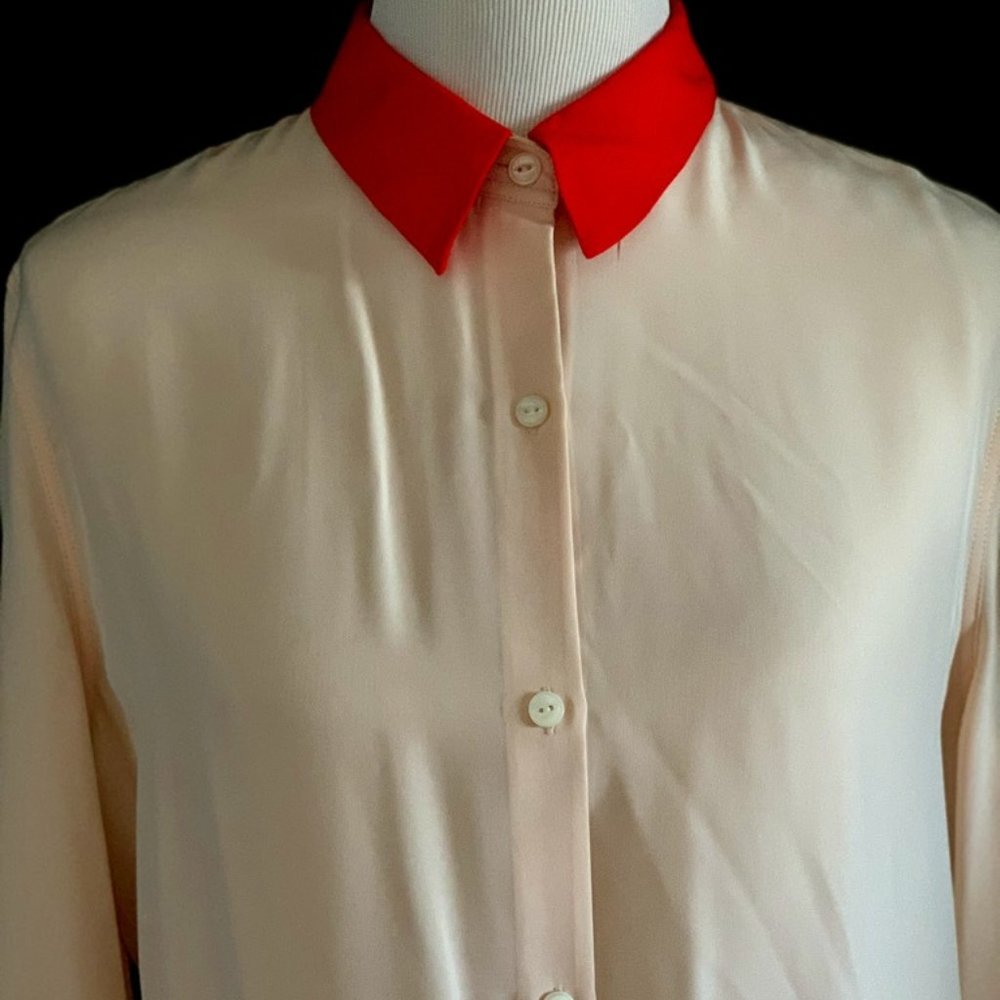 Rag & Bone Silk Blouse with red trim